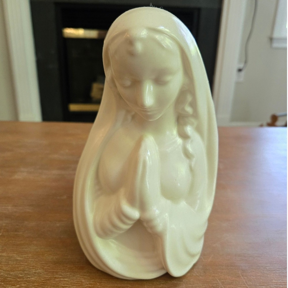 Haeger Potteries Virgin Mary Blessed Mother Planter Bust Cream VTG MCM Ceramic